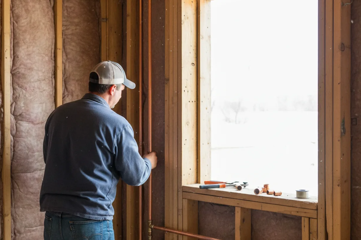 Licensed plumber running new copper supply lines in a Evans City home